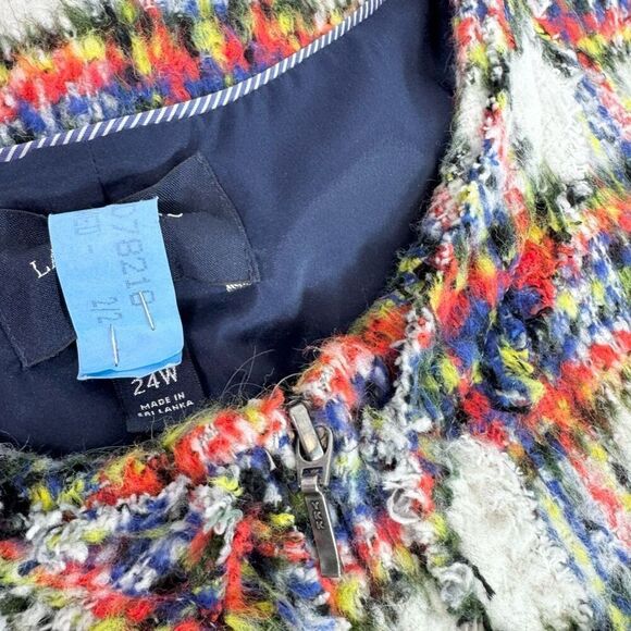 Lands' End Jacket Womens 24W Wool Blend TartanPlaid Tweed Blazer Full Zip - Picture 3 of 10